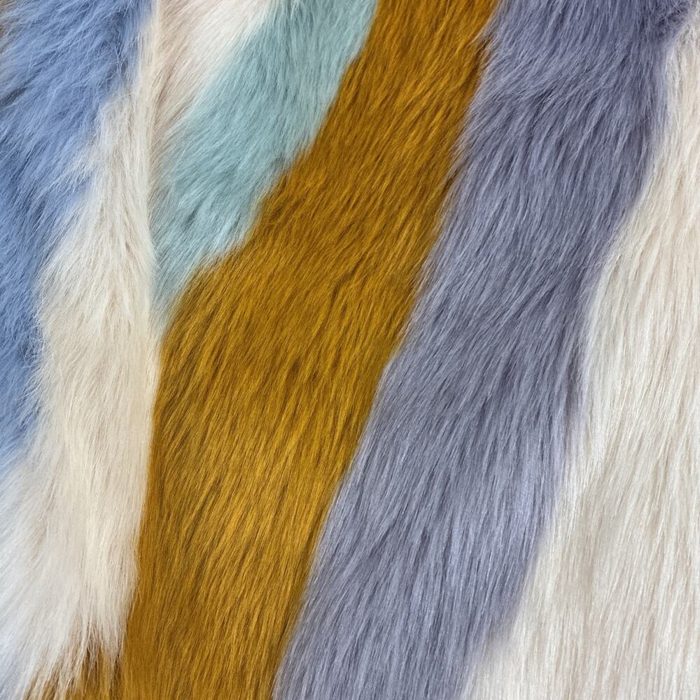 Forever 21 BarbieCore Trippy Faux Fur Rainbow Colorful Festival Rave Jacket Lg - Picture 3 of 14